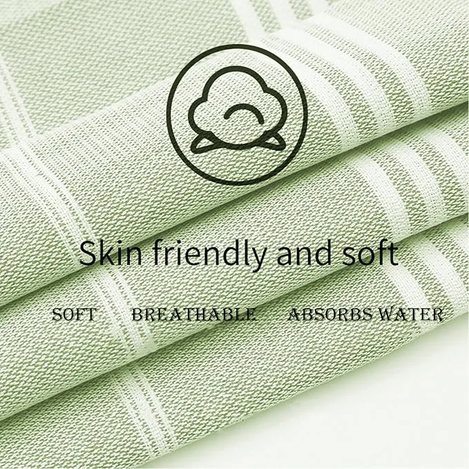 1pcs Large Turkish Cotton Poncho Towel Surf Poncho Changing Towel Robe with Hood and Front Pocket Absorbent Wearable Towel Hooded Beach Towel for Adult Man Women Beach Pool (Green, Medium)