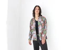 80s PURE SILK Funky Printed Long Sleeve Shirt