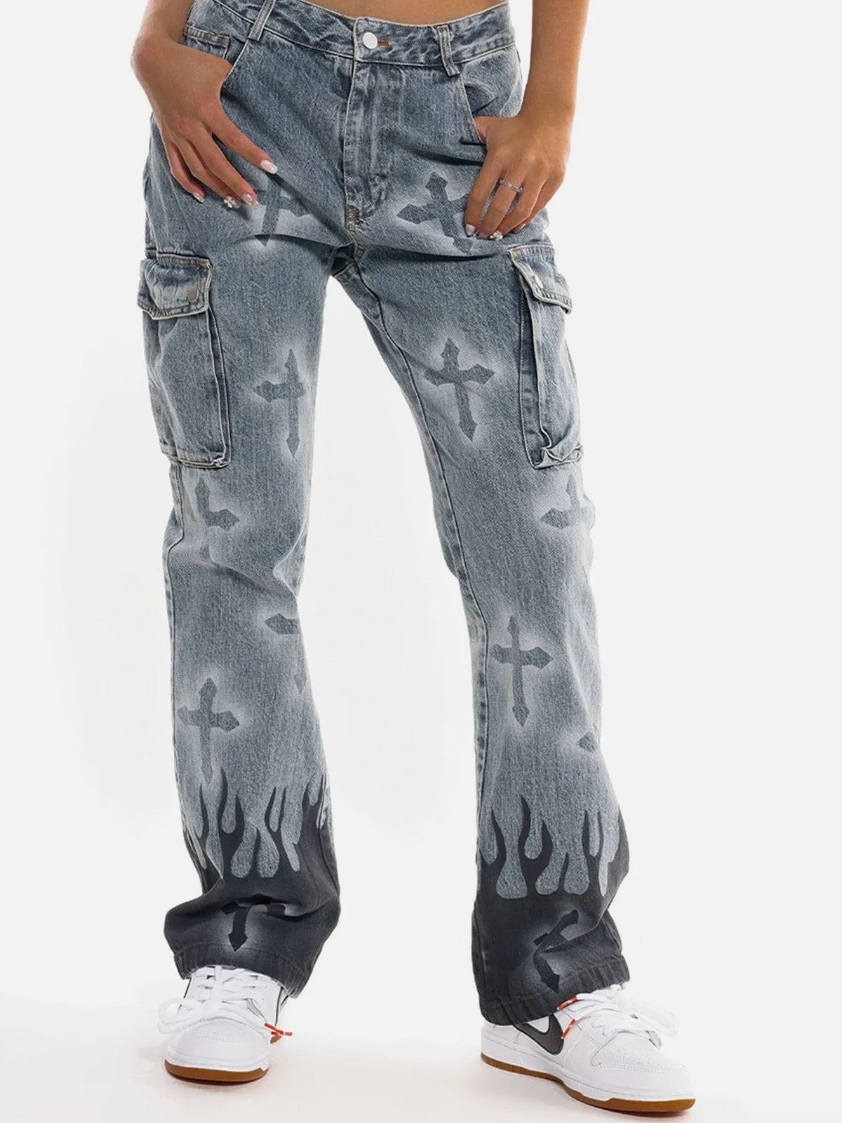 AlanBalen® - Flame & Cross Vibe Slim Jeans