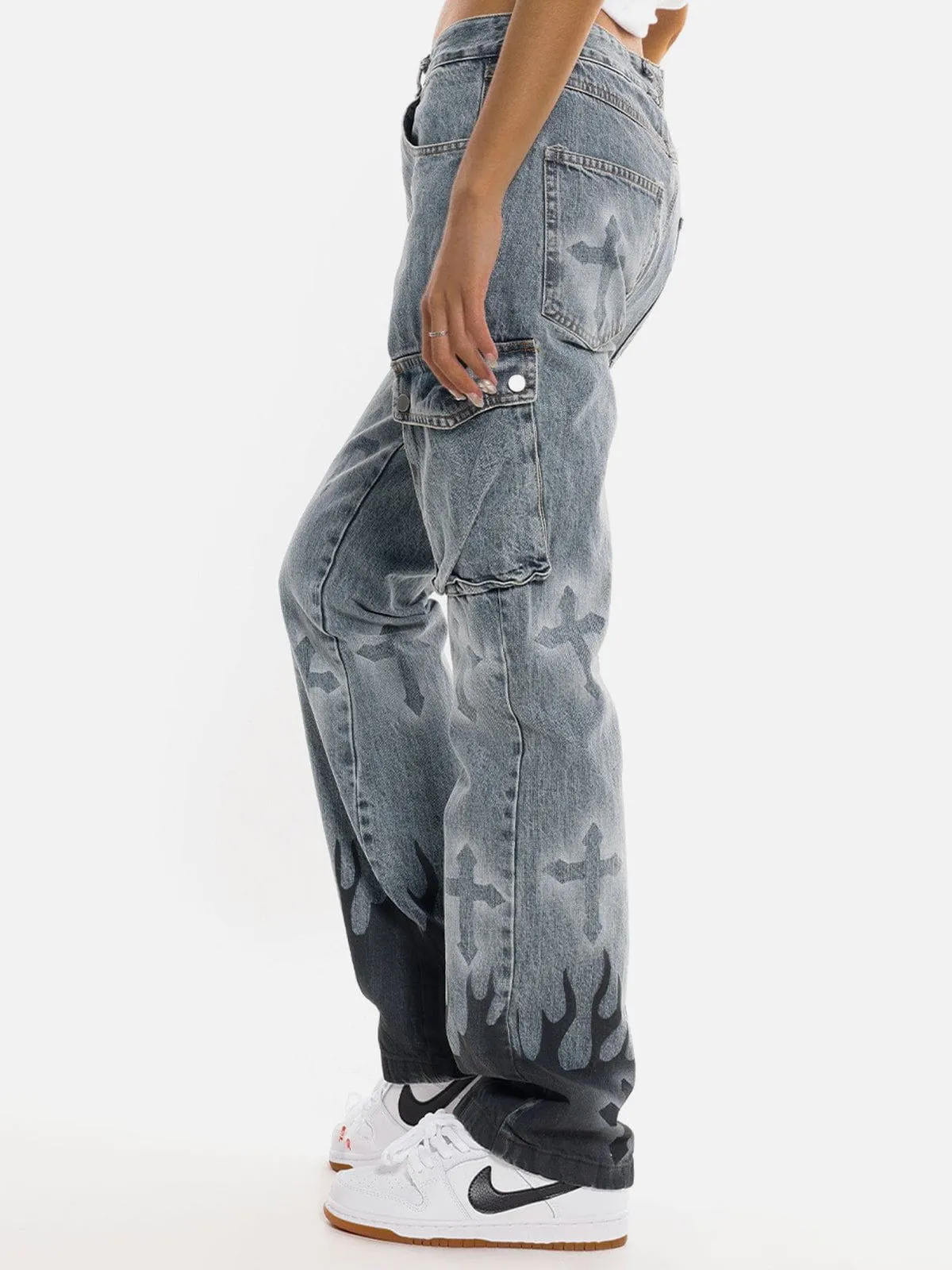 AlanBalen® - Flame & Cross Vibe Slim Jeans