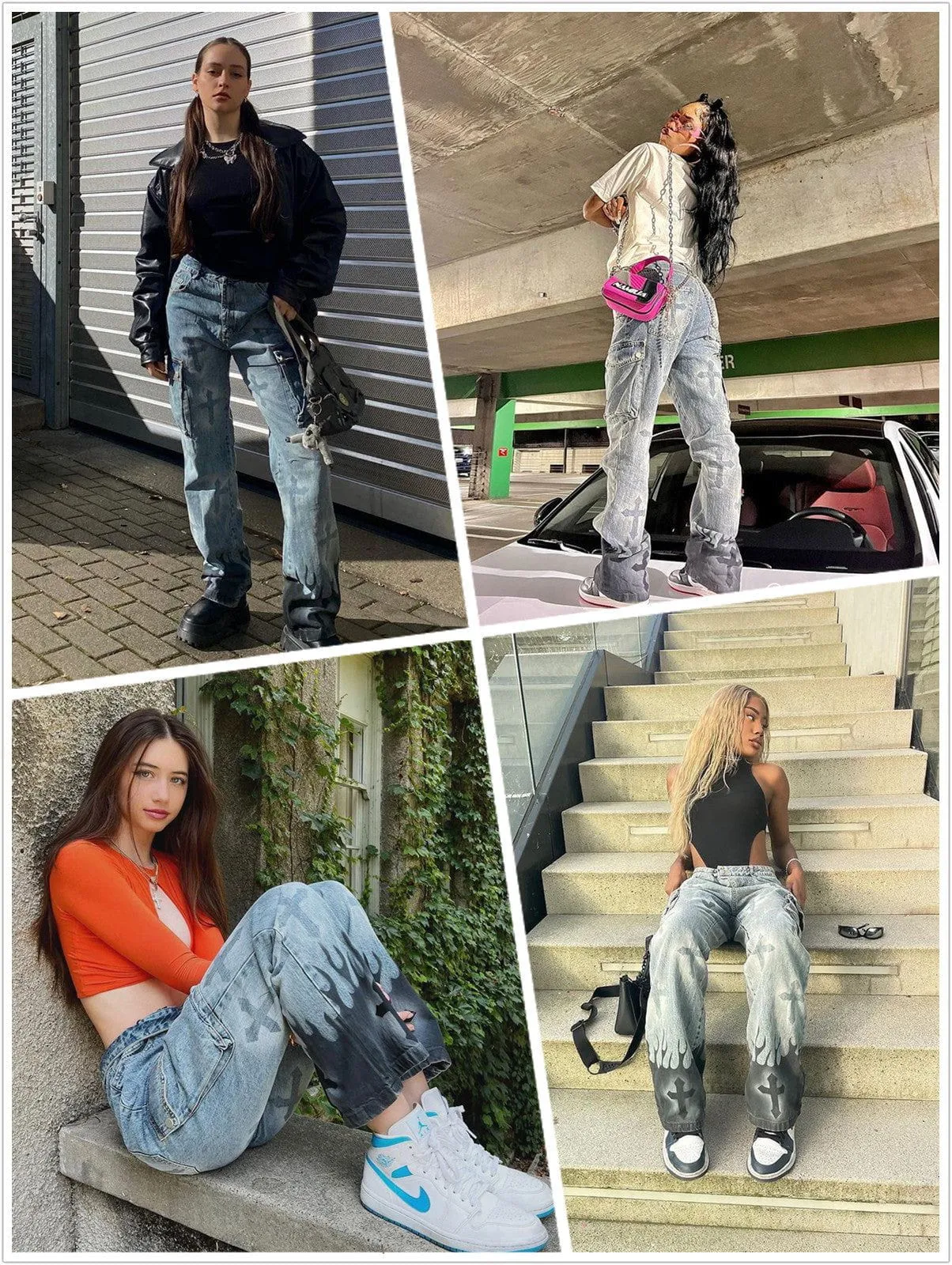 AlanBalen® - Flame & Cross Vibe Slim Jeans