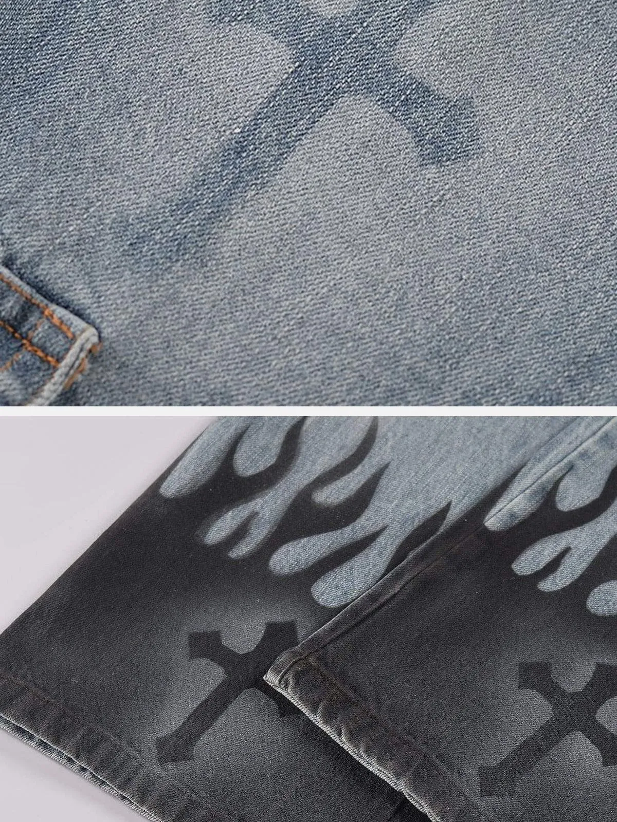 AlanBalen® - Flame & Cross Vibe Slim Jeans