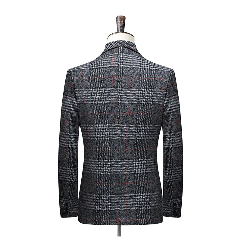 Angelo Ricci™ Fashion Plaid Business Suit Jacket Blazer