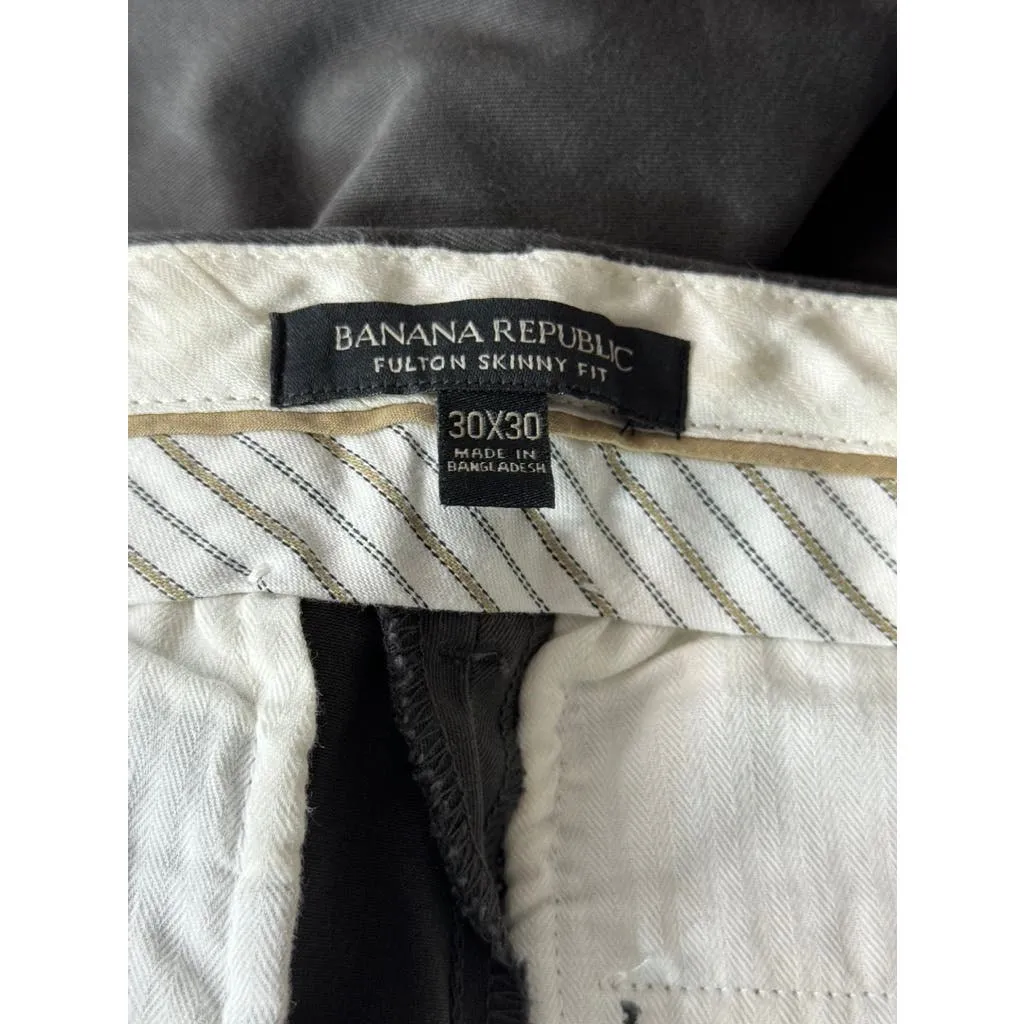 BANANA REPUBLIC Men's Charcoal Rapid Movement Fulton Skinny Chino Pants SZ 30X30