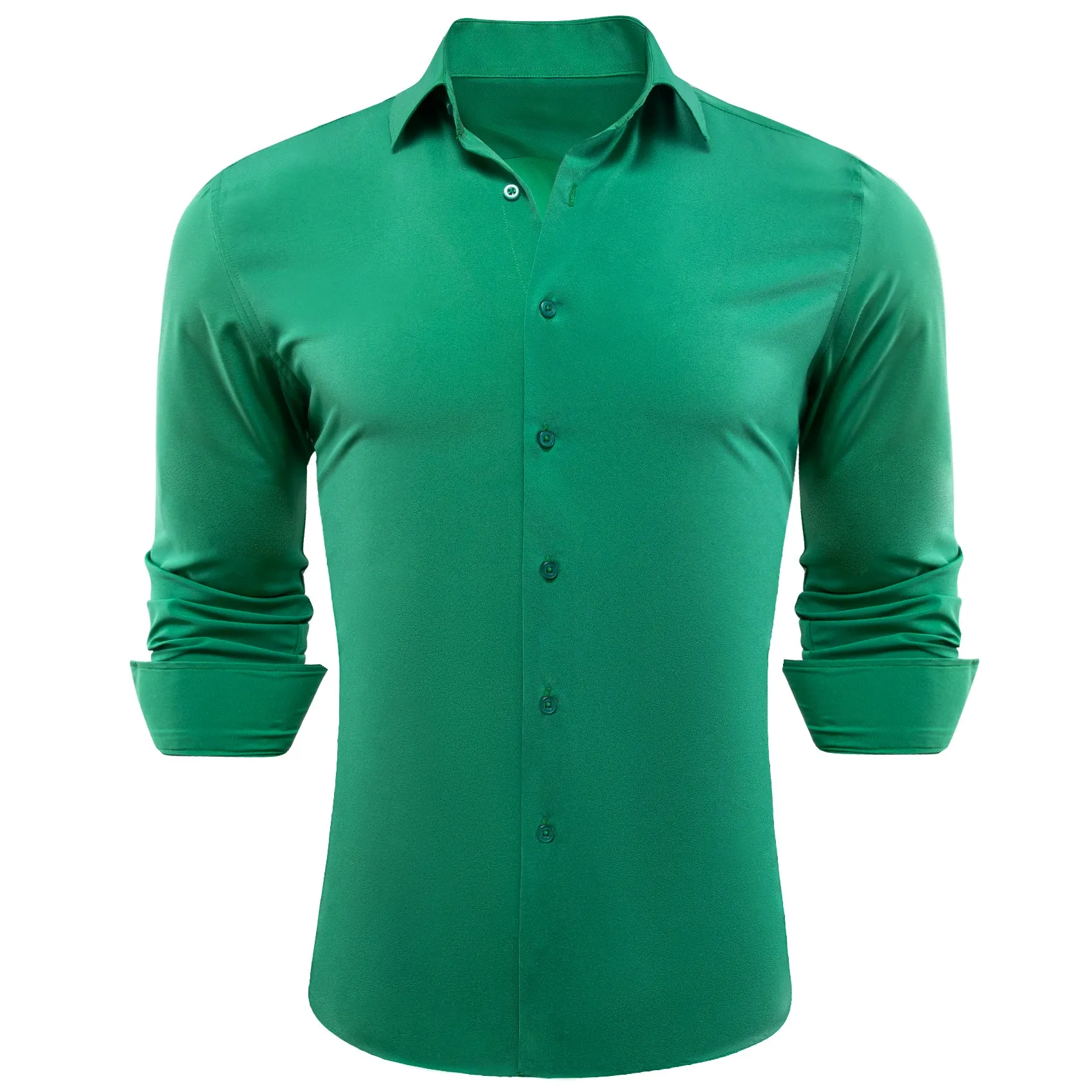 Barry.wang Seagreen Solid Silk Shirt