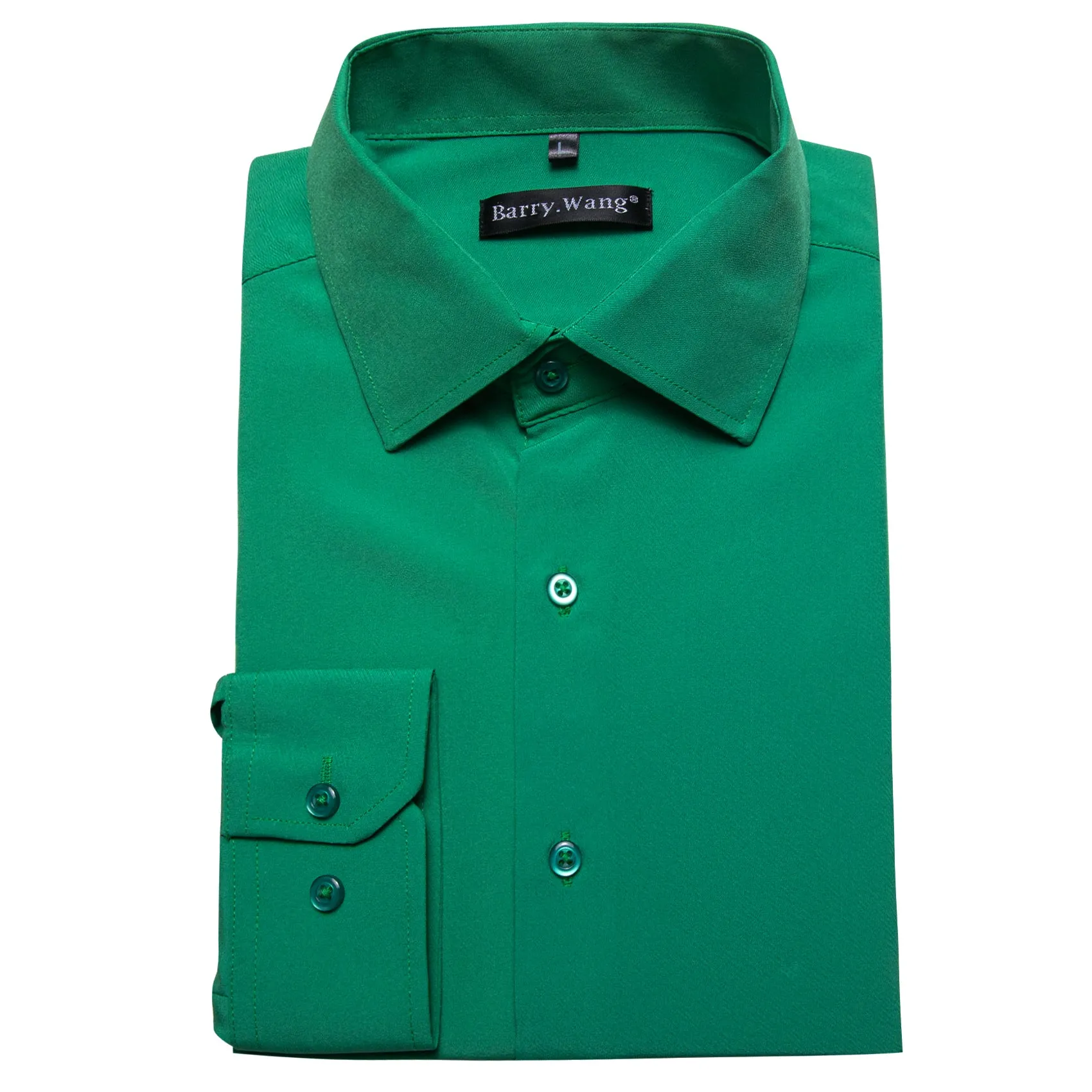 Barry.wang Seagreen Solid Silk Shirt