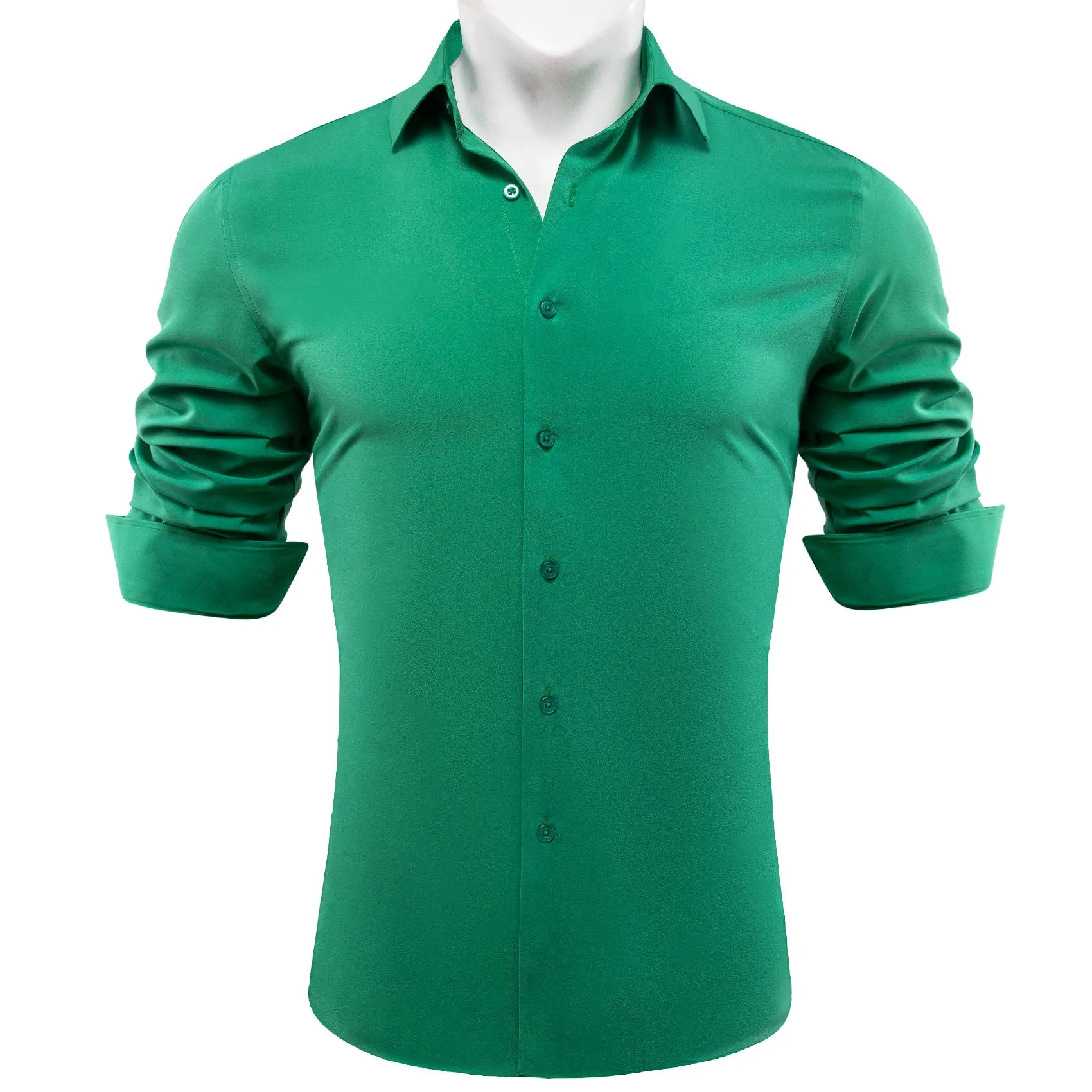 Barry.wang Seagreen Solid Silk Shirt