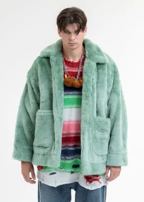 BLUE AND-PAINTED FUR JACKET (BEAR)