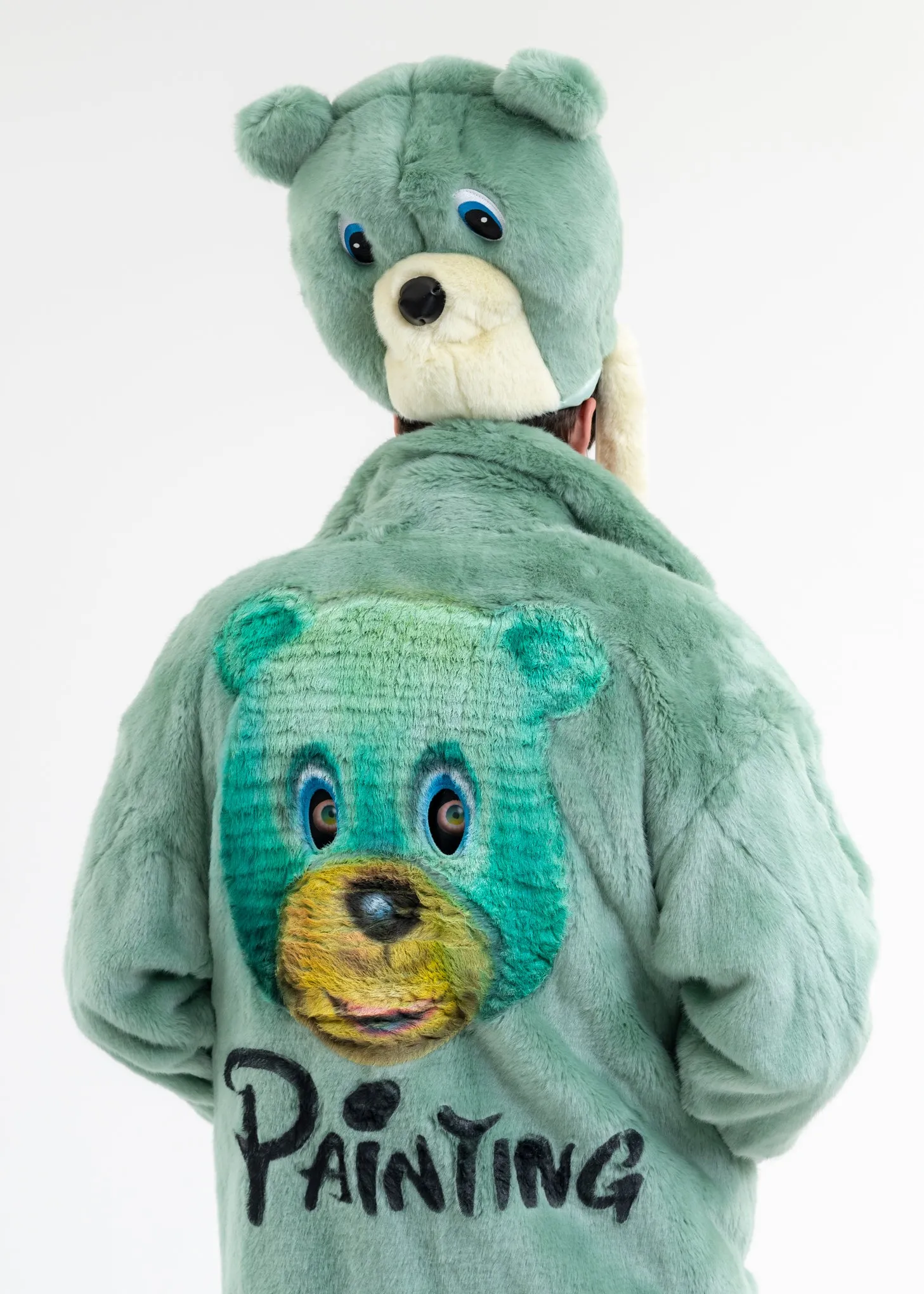BLUE AND-PAINTED FUR JACKET (BEAR)
