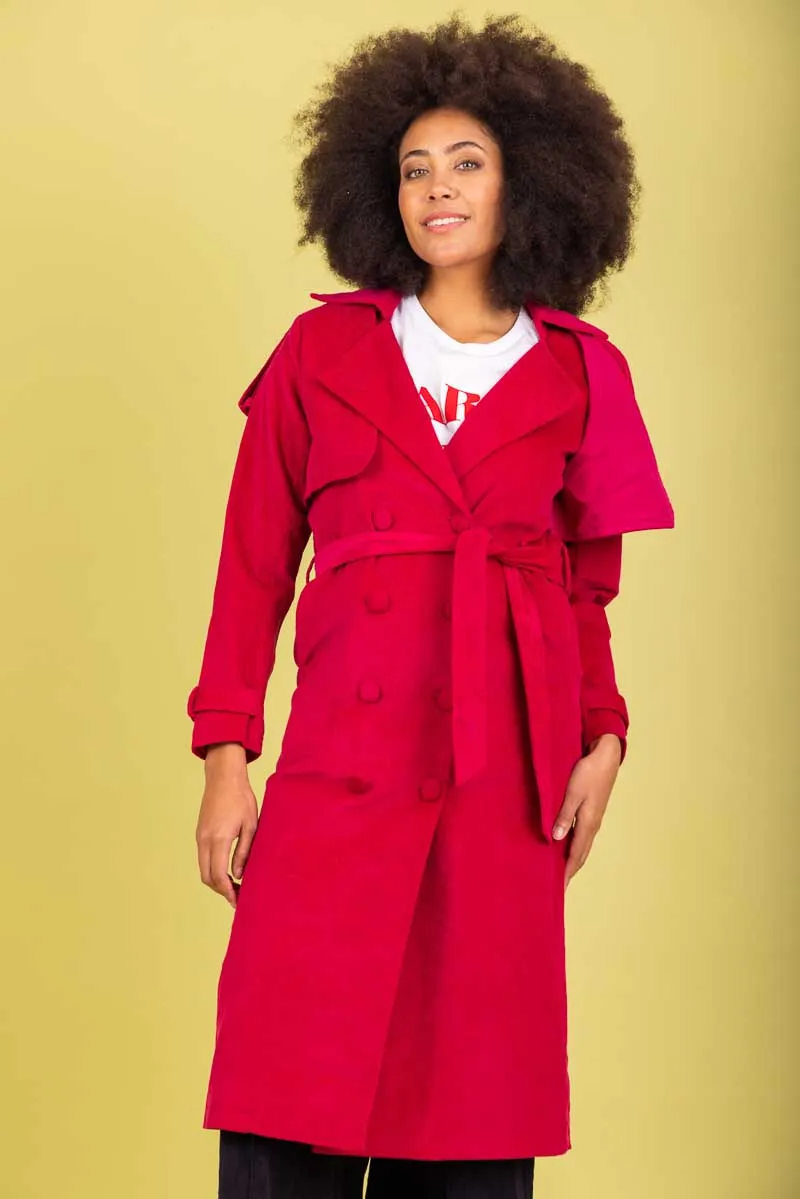 Charlo Amara Coard Cotton Trench Pink ch165