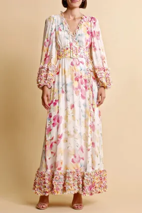 Chiffon Wrap Gown in Wildflowers