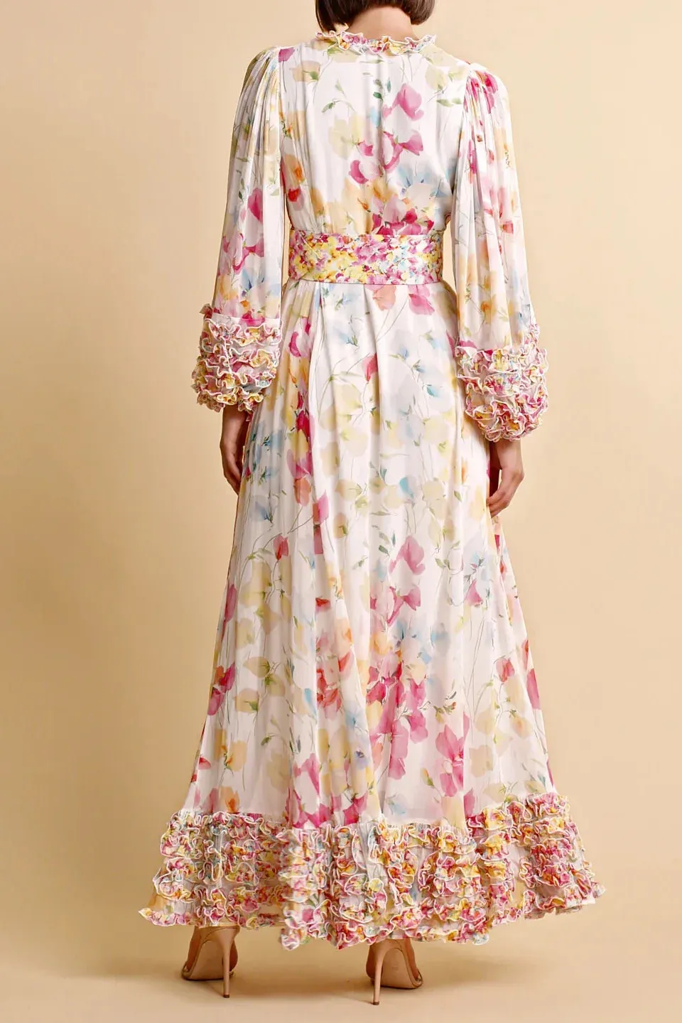 Chiffon Wrap Gown in Wildflowers