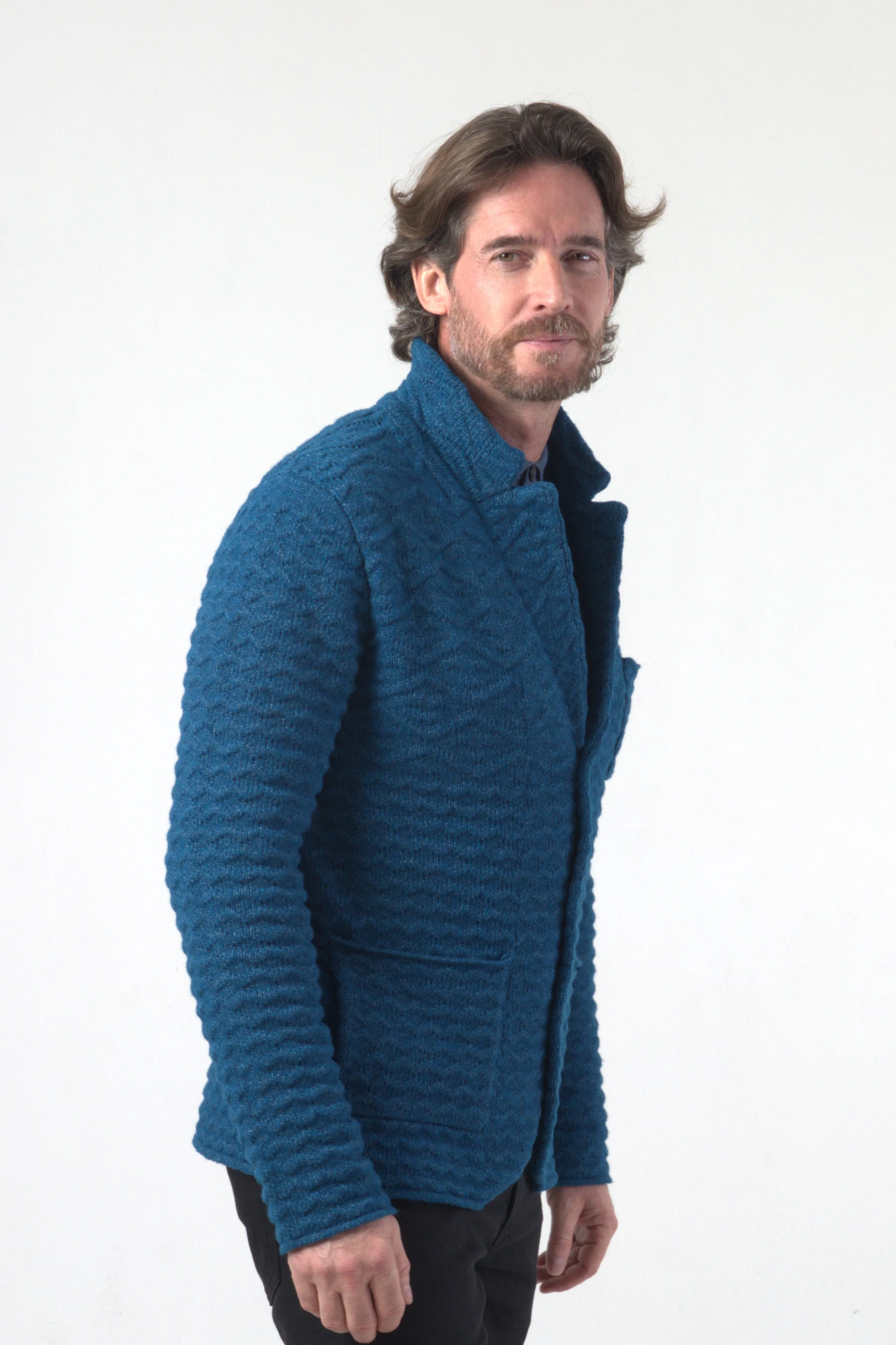 Chunky Fish Wave Knit Blazer