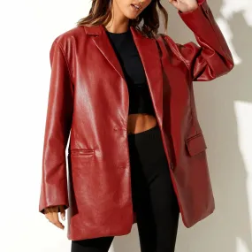 City Girl Faux Leather Blazer