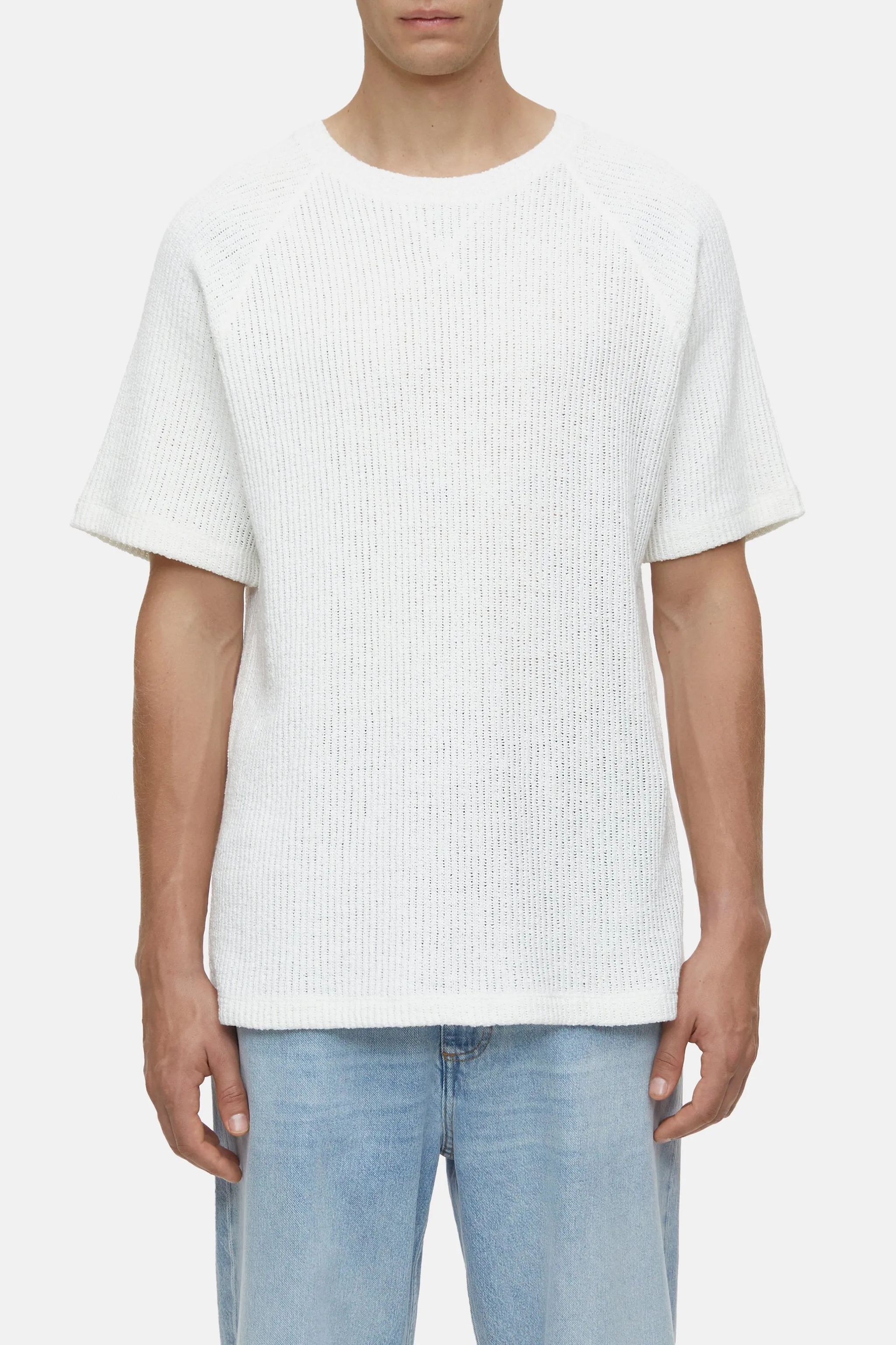 CLOSED MENS BOUCLÉ T-SHIRT - IVORY