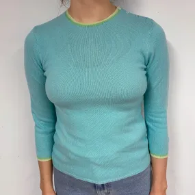 Deep Mint Green Cashmere Crew Neck Jumper Small