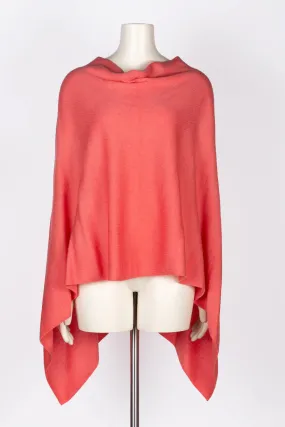 Dolma Cashmere Poncho - CORAL