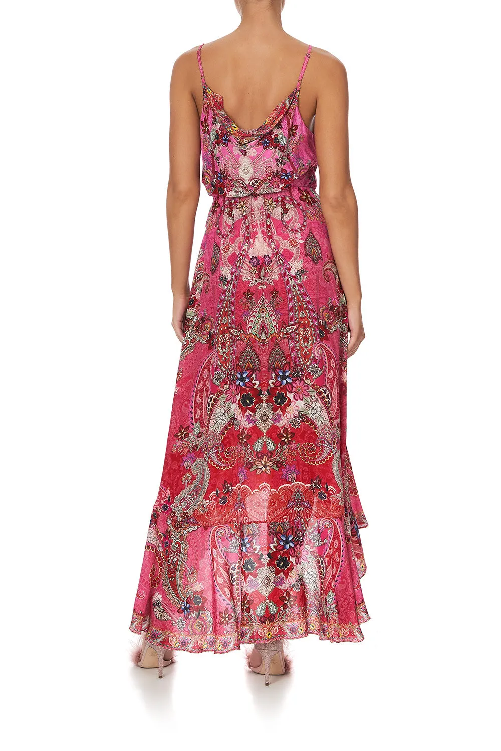 DRAPED FRONT WRAP DRESS PALISADES PAISLEY