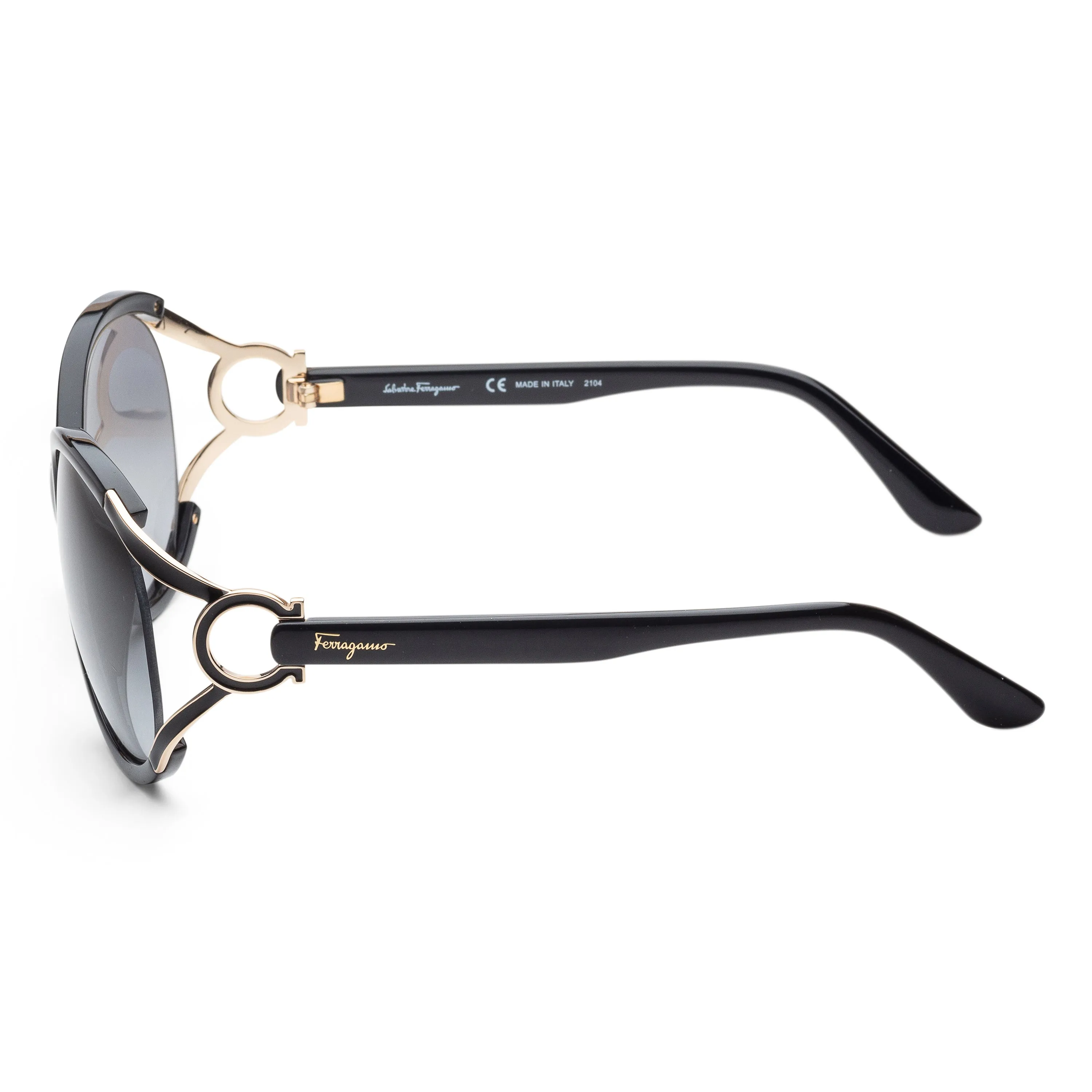 Ferragamo Unisex Fashion 61mm Shiny Black Sunglasses