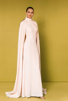 Fitted Column Dress with Cape Sleeves