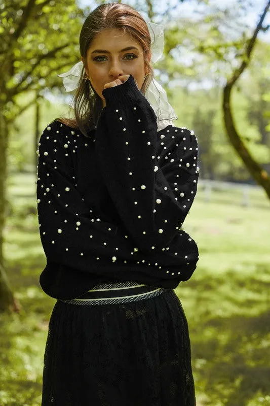 Forever Winter Pearl Sweater - black