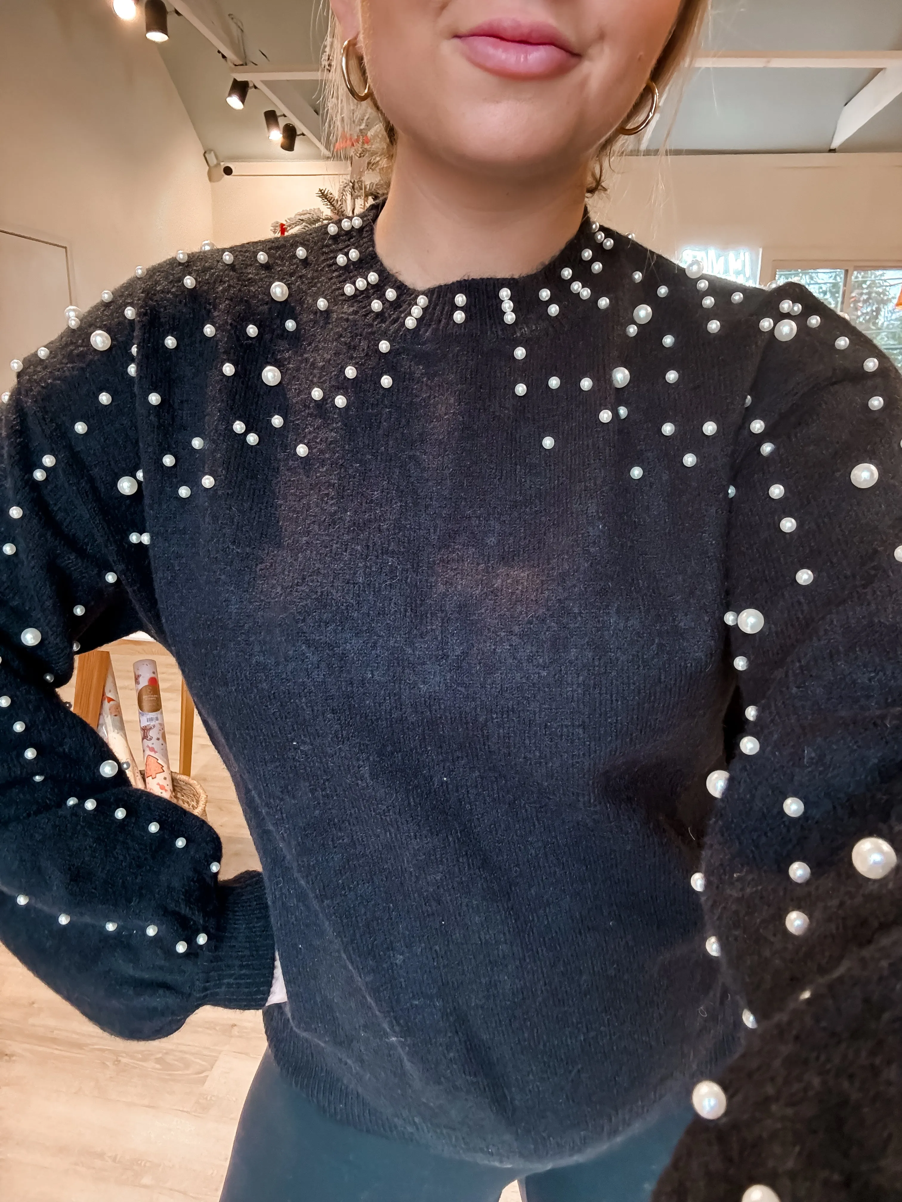 Forever Winter Pearl Sweater - black