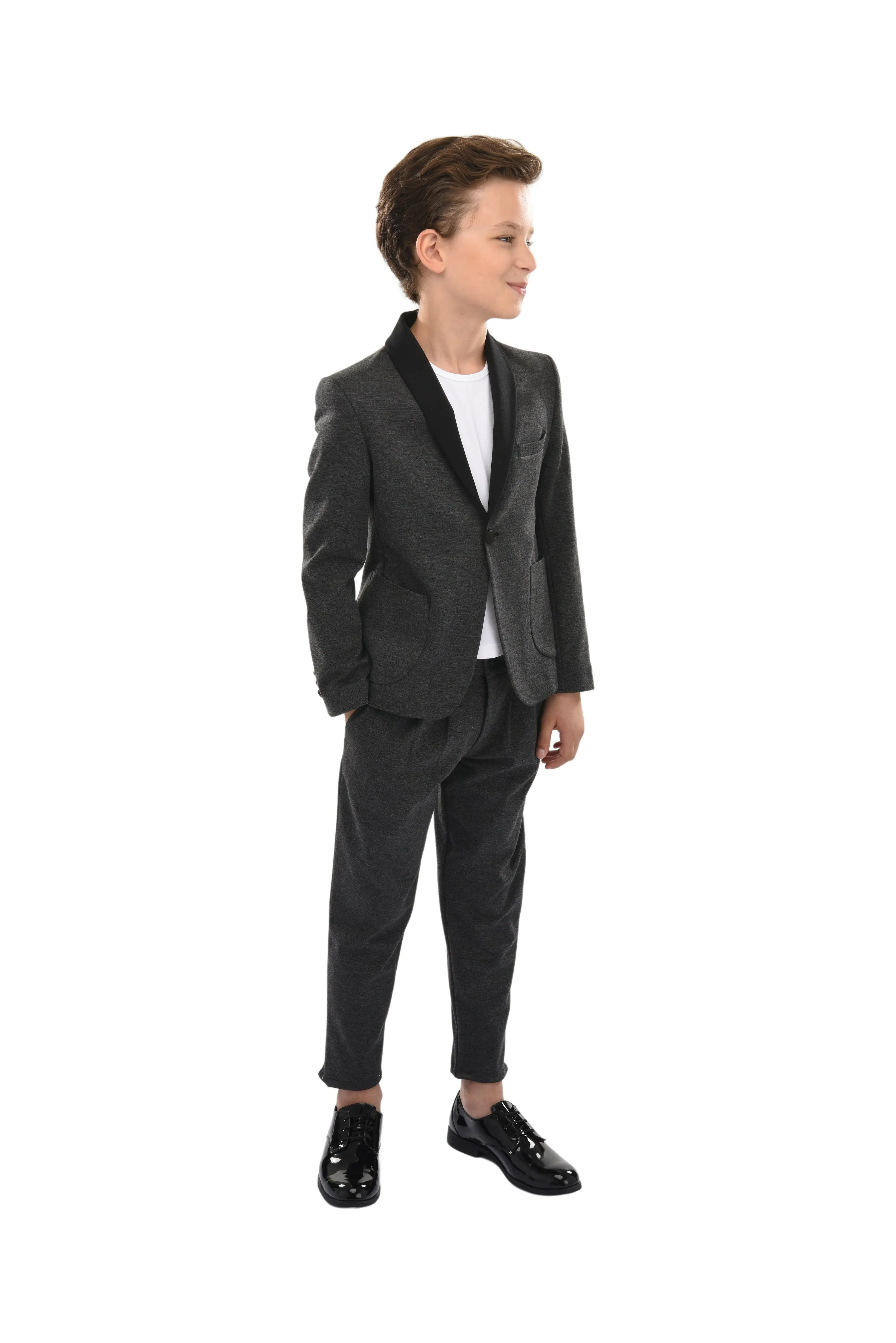 Gray Shawl Lapel Blazer