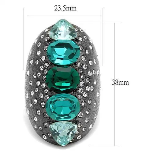 Gun Stainless Steel Ring Top GRD Crystal Multi TK2698 for Women Style Light