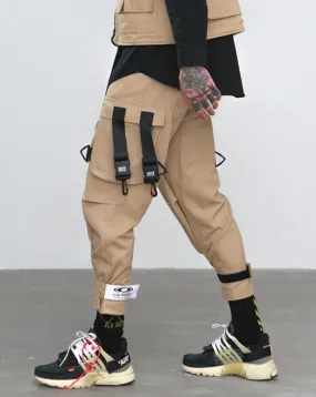 INFLATLION Loose Fit Elastic Waist Cargo Pants Street Ankle Banded Pants Large Casual Pockets Pants Fashion Cargo Pants 8884W