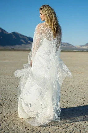 Ivory and Co Tulle Bridal Cape, Brides Wedding Dress Cloak, Cherry Blossom