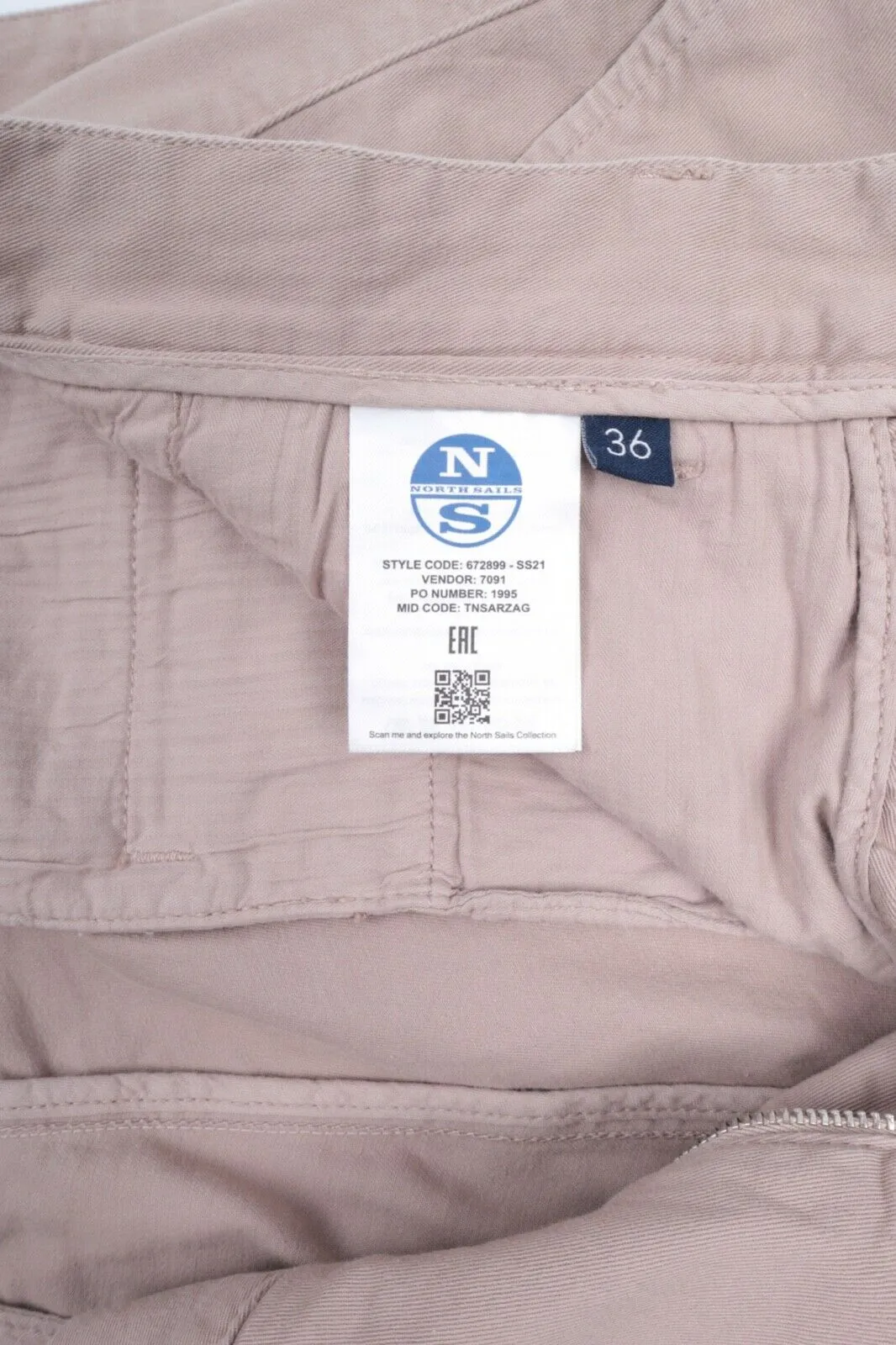 Men's NORTH SAILS Beige Cotton Military Cargo Pants Chino Trousers Size 36