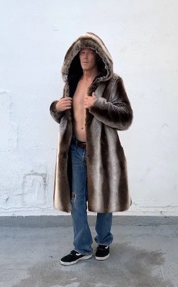 Mens Playa Coat in "Silver Brown Fox" Chinchilla