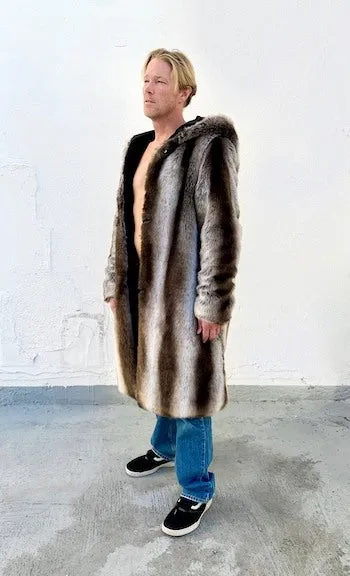 Mens Playa Coat in "Silver Brown Fox" Chinchilla