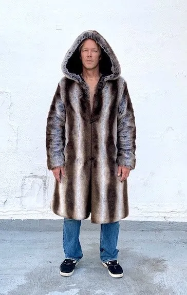 Mens Playa Coat in "Silver Brown Fox" Chinchilla