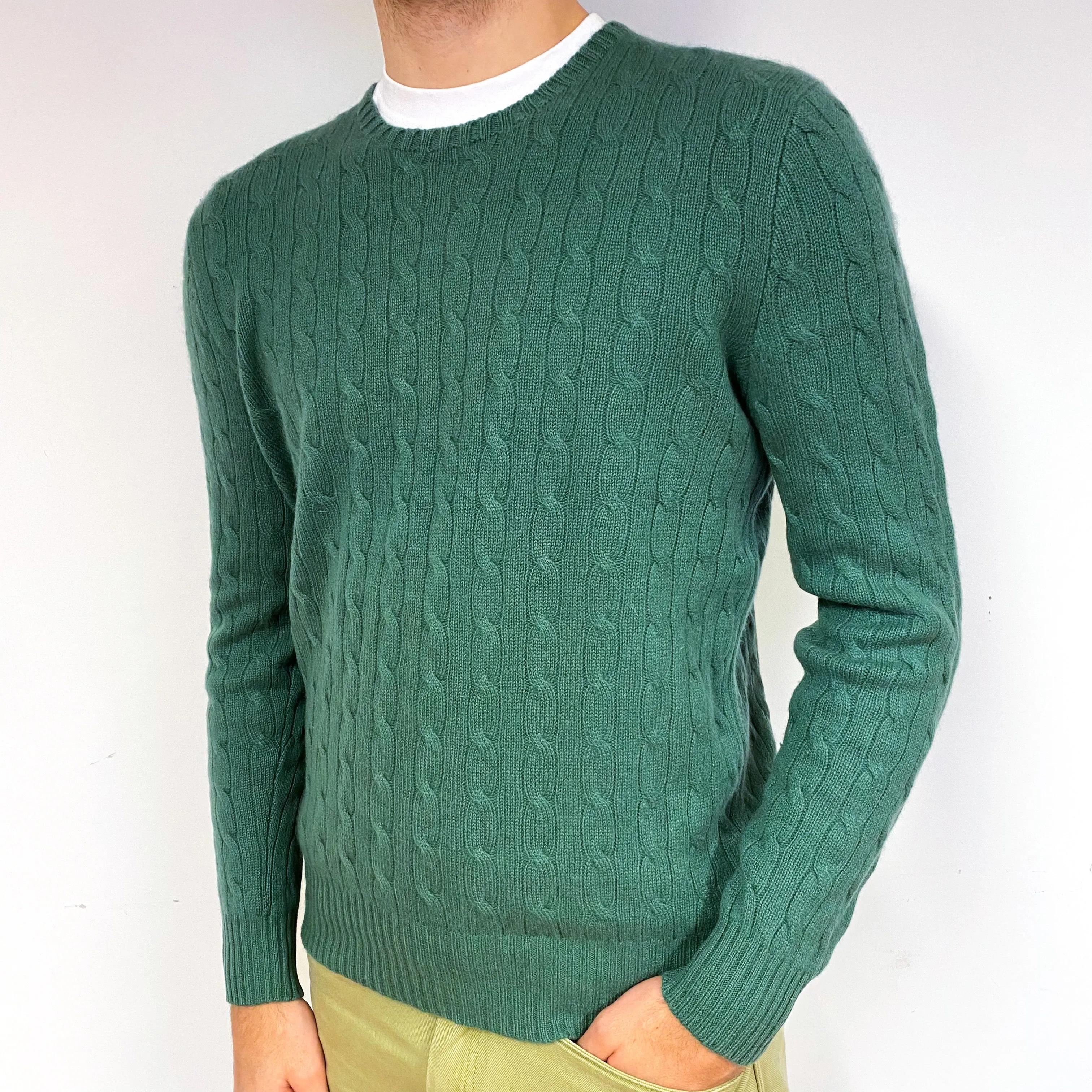 Men's Ralph Lauren Moss Green Cashmere Crew Neck Jumper Large