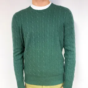 Men's Ralph Lauren Moss Green Cashmere Crew Neck Jumper Large