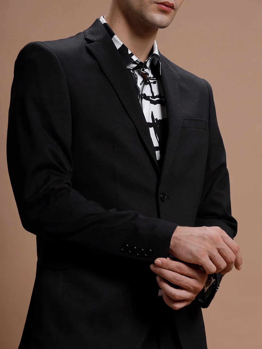 Men's Slim Fit Single Breasted Black Formal Blazer