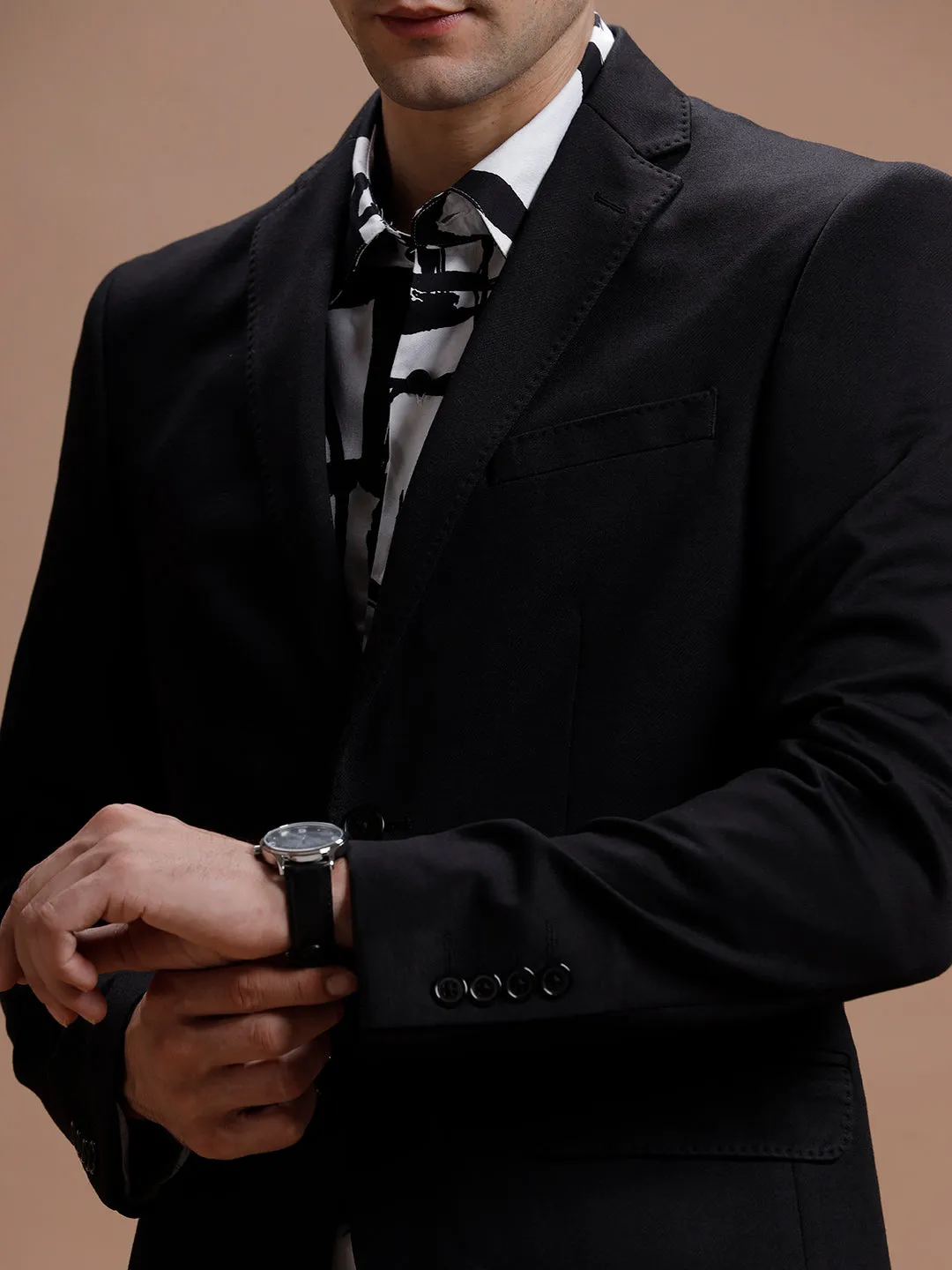 Men's Slim Fit Single Breasted Black Formal Blazer