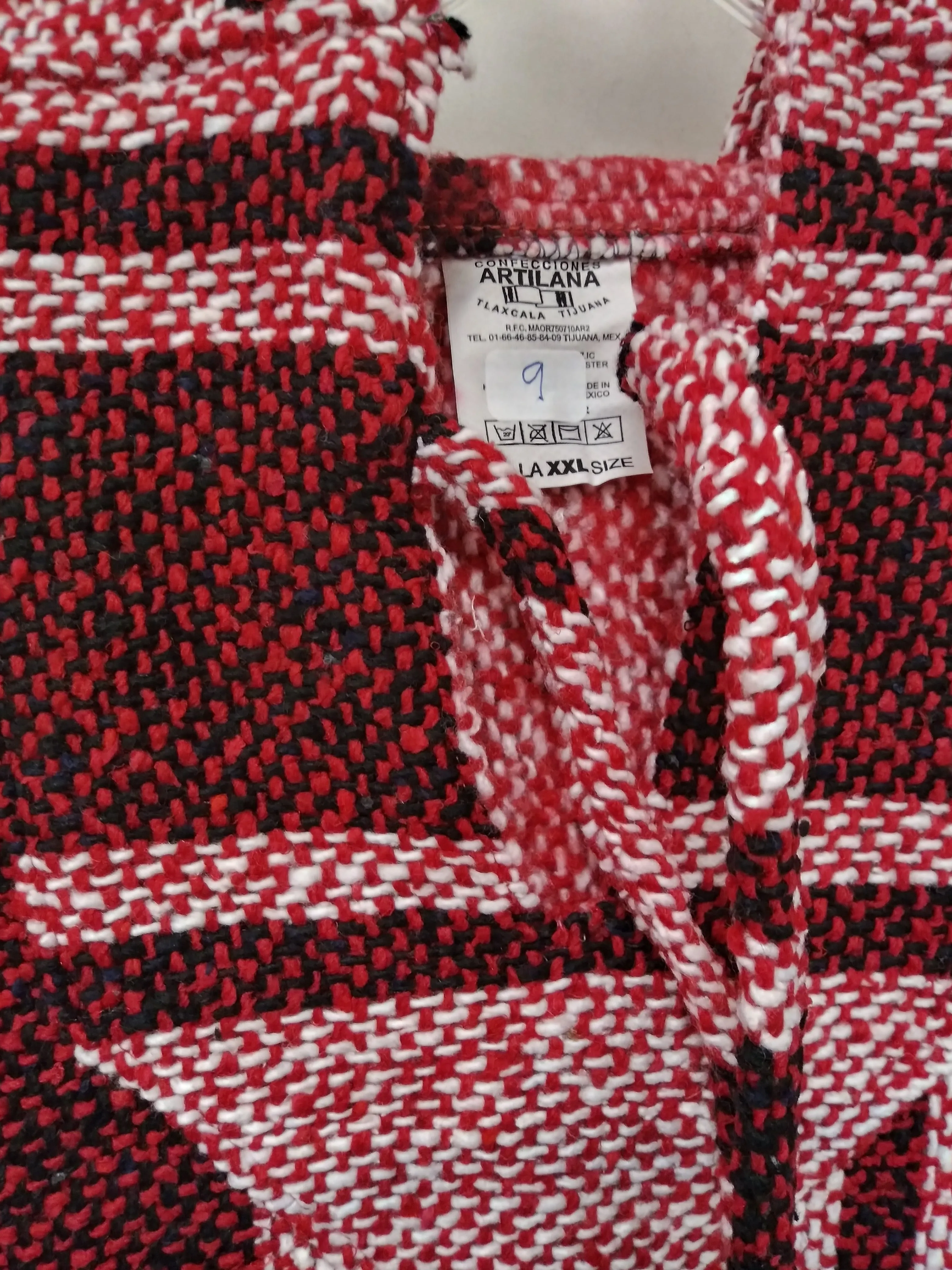 Mexican Poncho Pullover Baja Hoodie Red Sweatshirt  2X