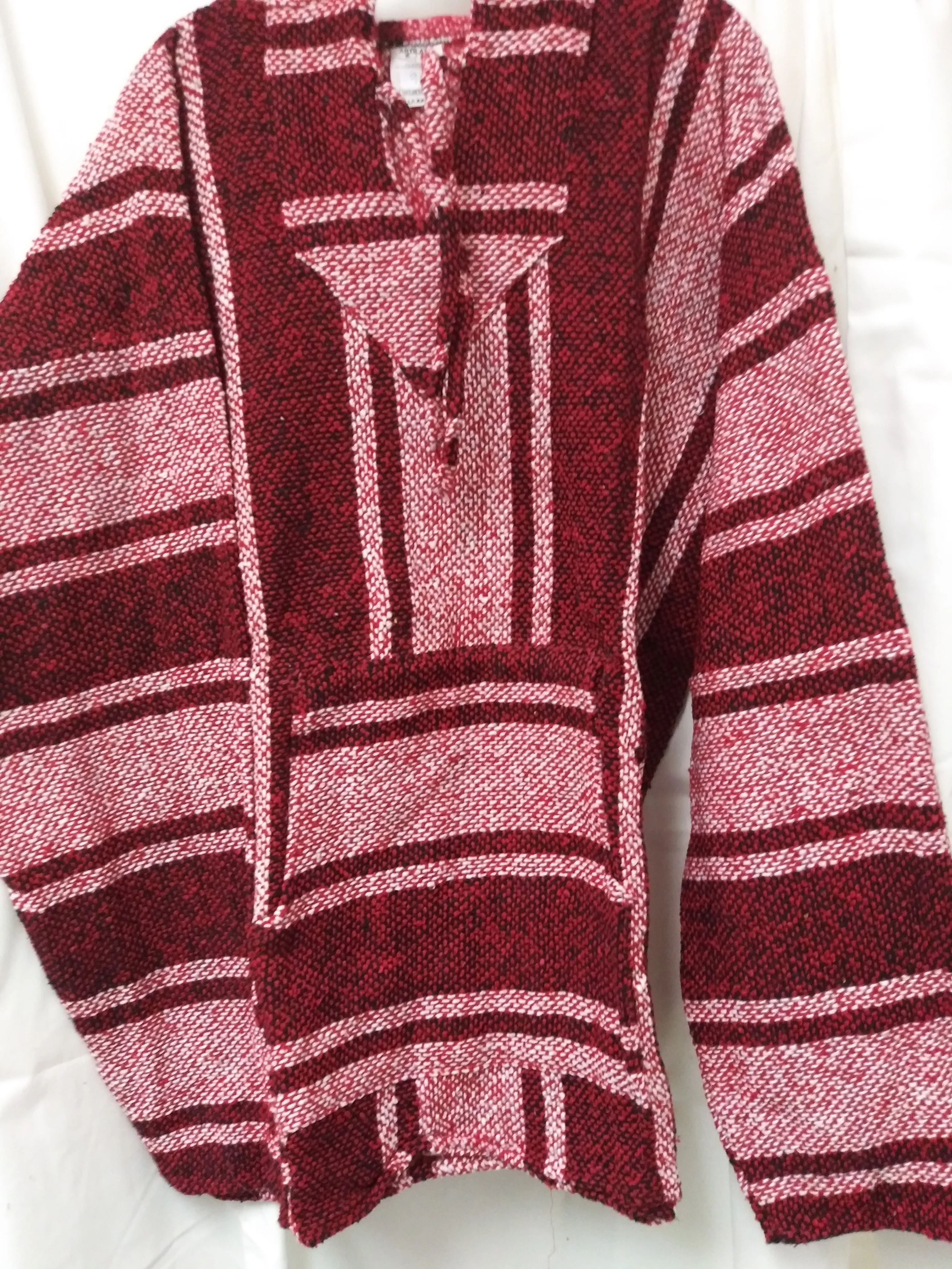 Mexican Poncho Pullover Baja Hoodie Red Sweatshirt  2X