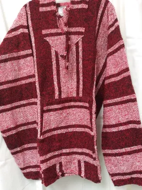 Mexican Poncho Pullover Baja Hoodie Red Sweatshirt  2X