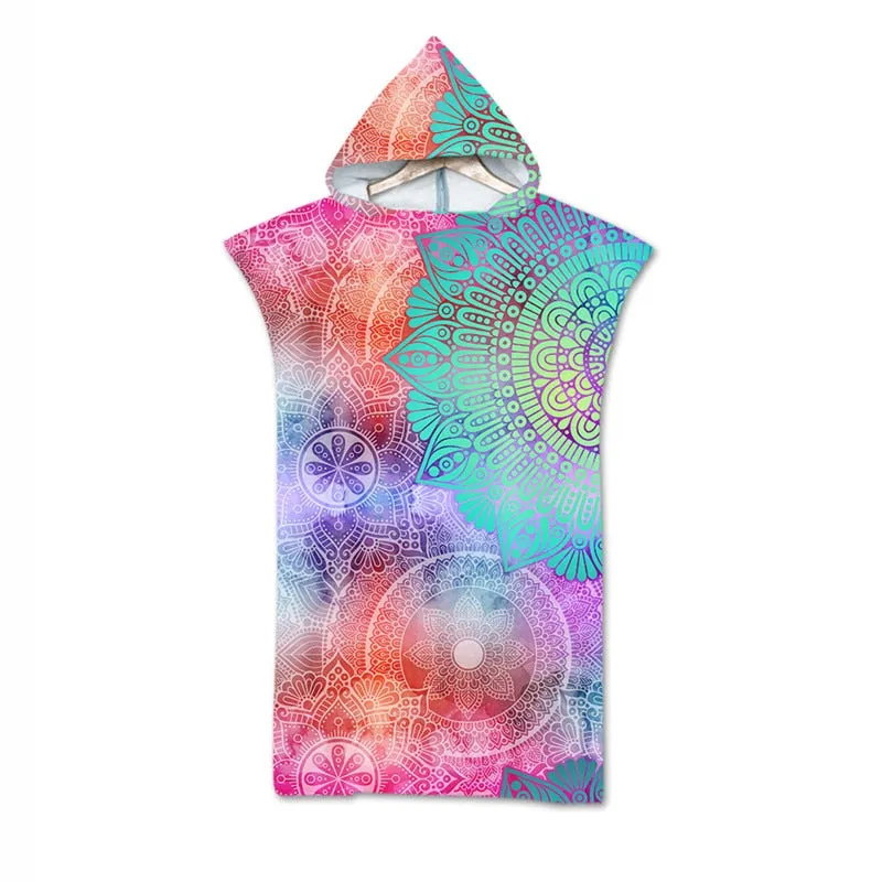 Microfiber Hooded Bath Towel Cloak for Adults Women Bathrobe Bohemian Printed Swimming Beach Towels Surf Poncho Beachwear toalla