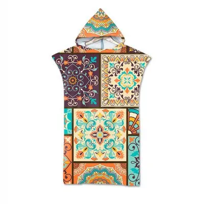 Microfiber Hooded Bath Towel Cloak for Adults Women Bathrobe Bohemian Printed Swimming Beach Towels Surf Poncho Beachwear toalla