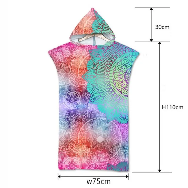 Microfiber Hooded Bath Towel Cloak for Adults Women Bathrobe Bohemian Printed Swimming Beach Towels Surf Poncho Beachwear toalla