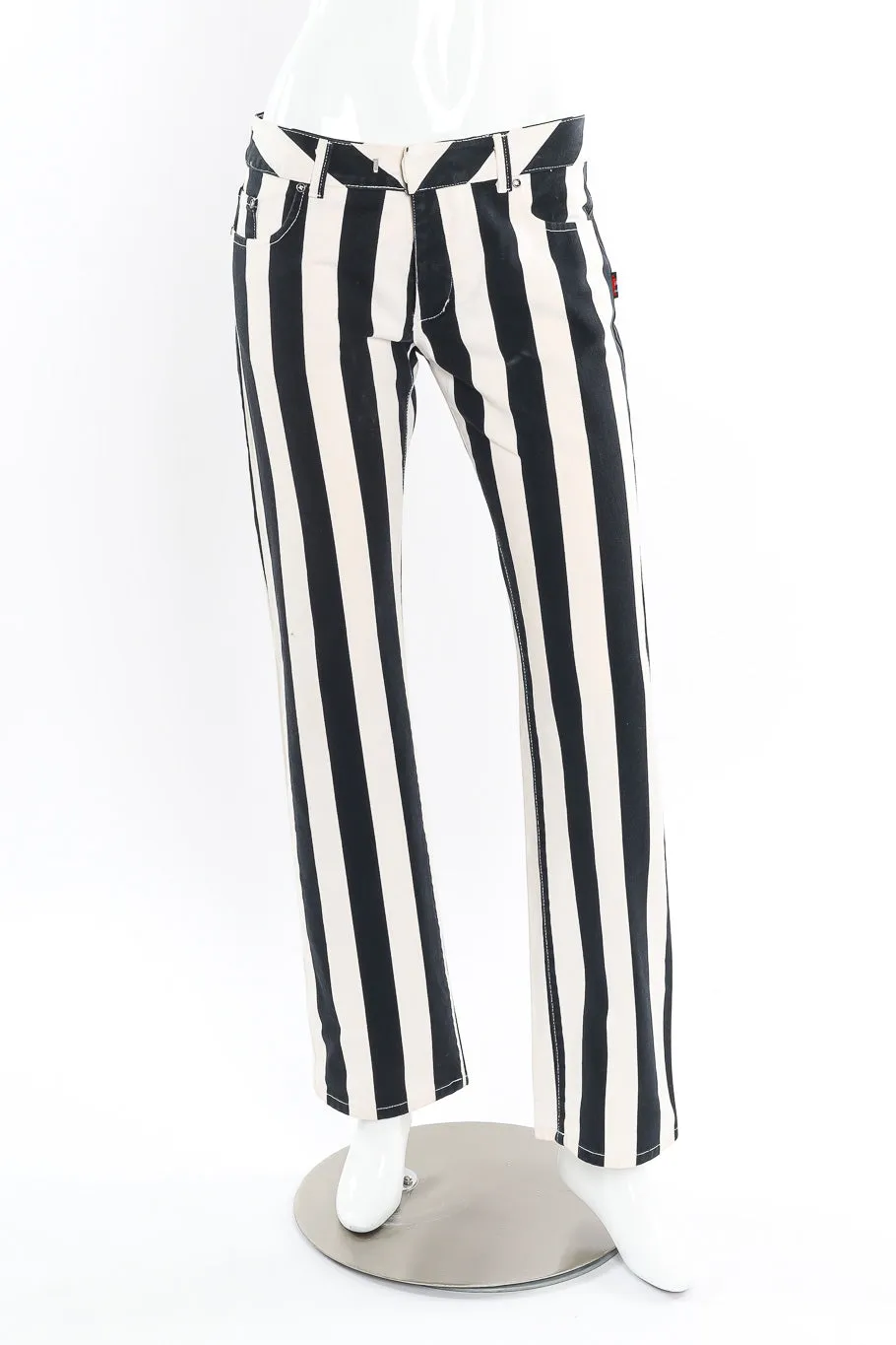 Mid Rise Striped Denim Pants