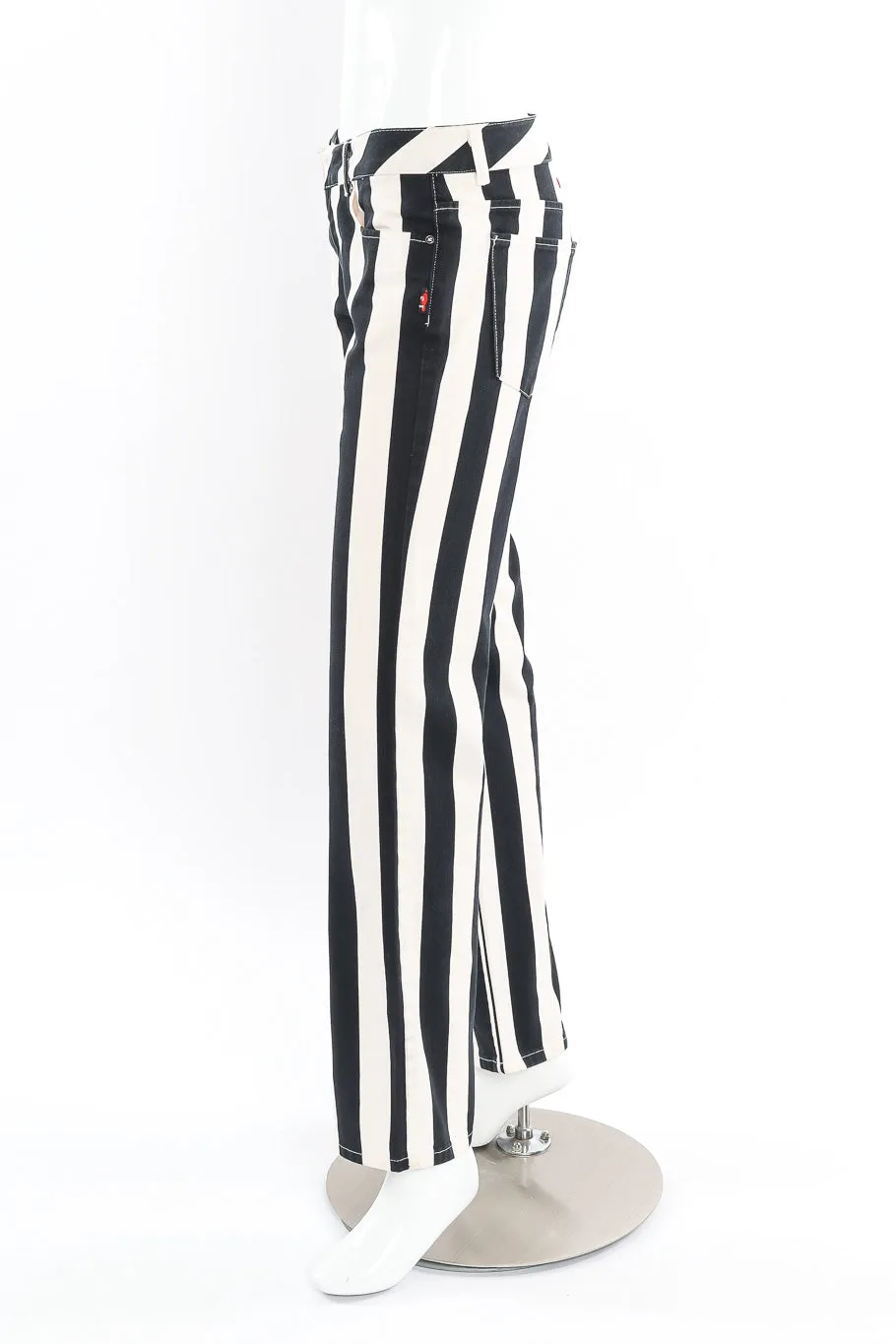 Mid Rise Striped Denim Pants