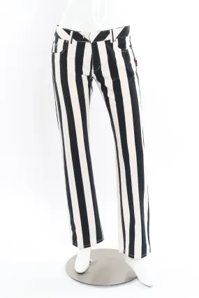 Mid Rise Striped Denim Pants