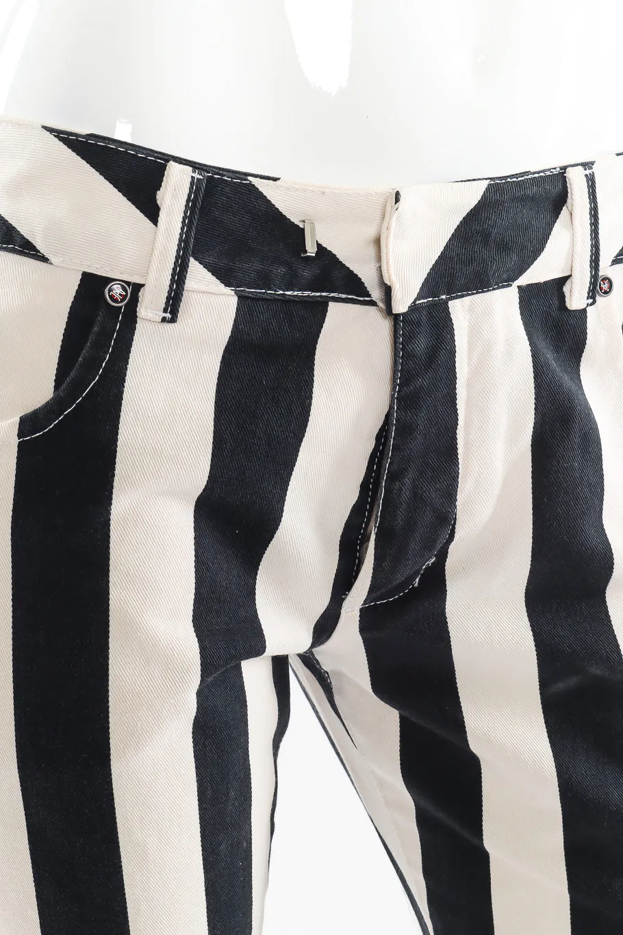 Mid Rise Striped Denim Pants