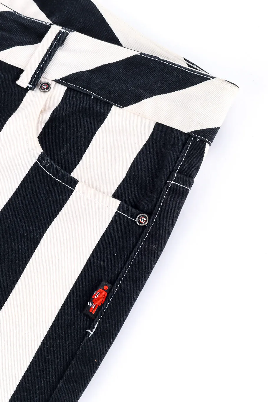 Mid Rise Striped Denim Pants