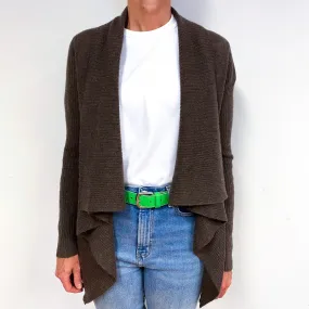 Mole Brown Cashmere Waterfall Cardigan Medium